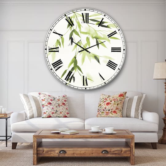Designart 'Simplist Bamboo Leaves I Lake House Wall Clock